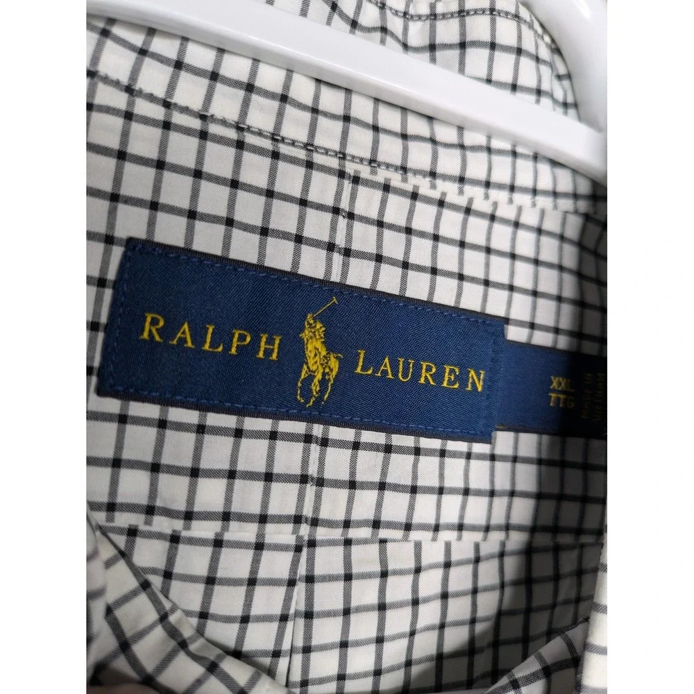 Polo Ralph Lauren Button Down Shirt‎ 2XL Black White Check XXL Long Sleeve